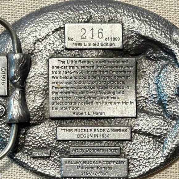 Vintage Belt Buckle 1996 Limited Edition Railroad Cassoday - Picture 5 of 8